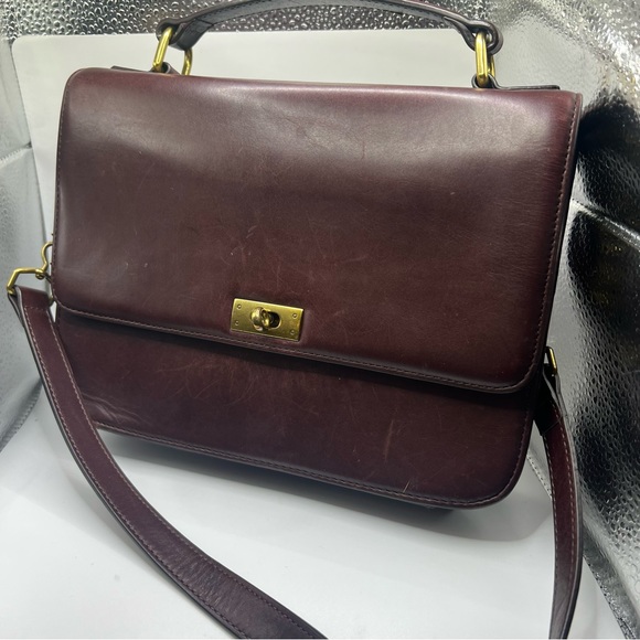 J. Crew Bags J Crew Edie Briefcase Bag In Burgundy With Gold